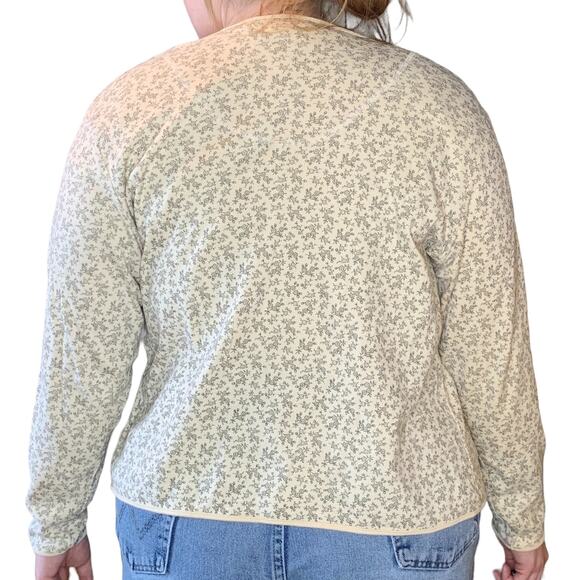 Vintage L.L. Bean Dainty Delicate Floral Garden Button Cardigan Long Sleeve XL - Picture 5 of 9